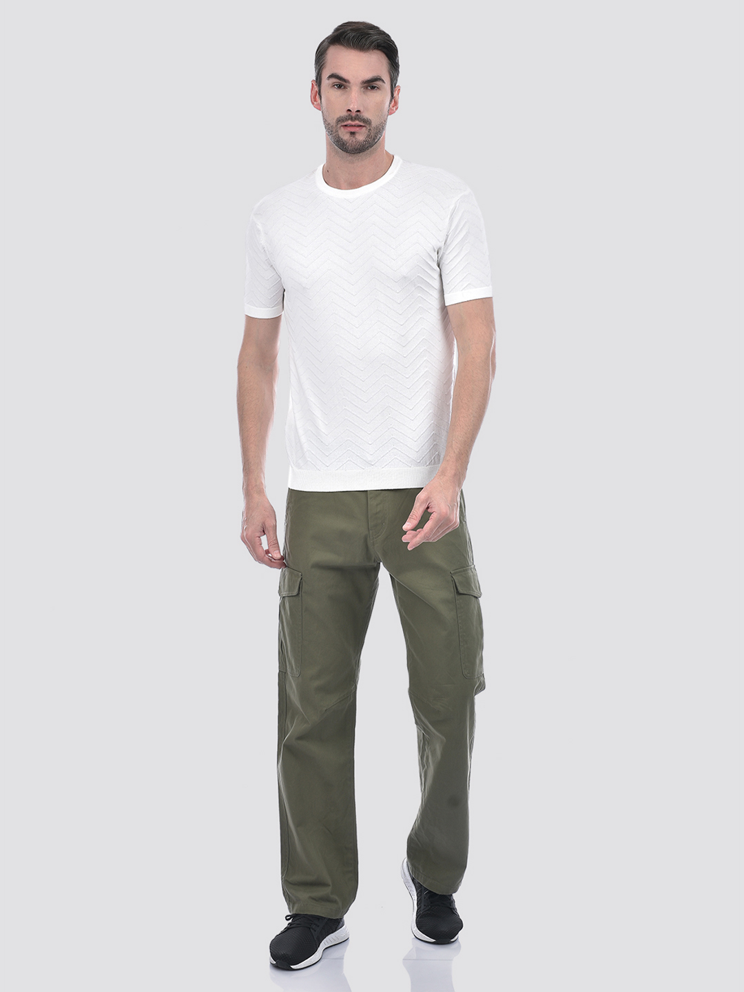 Numero Uno Men Textured White T-Shirt